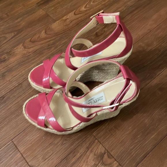 Jimmy Choo Porto Patent Espadrille Wedge, Pink - Picture 9 of 14